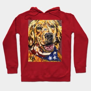 golden retriever dog with flag bandana Hoodie